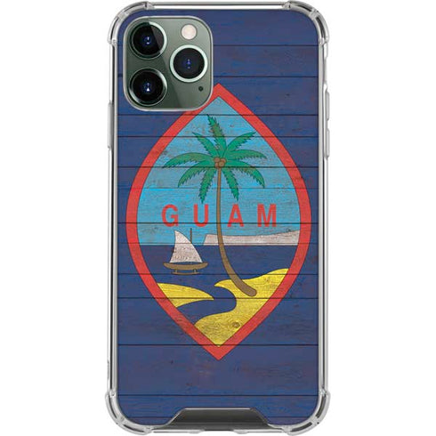 Guam Flag Dark Wood iPhone 12 Pro Clear Case